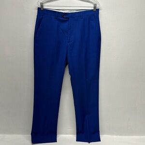 Kenzo Homme Trouser Dress Pants Pant Pleated Straight Leg Blue Mens 32 x 27"